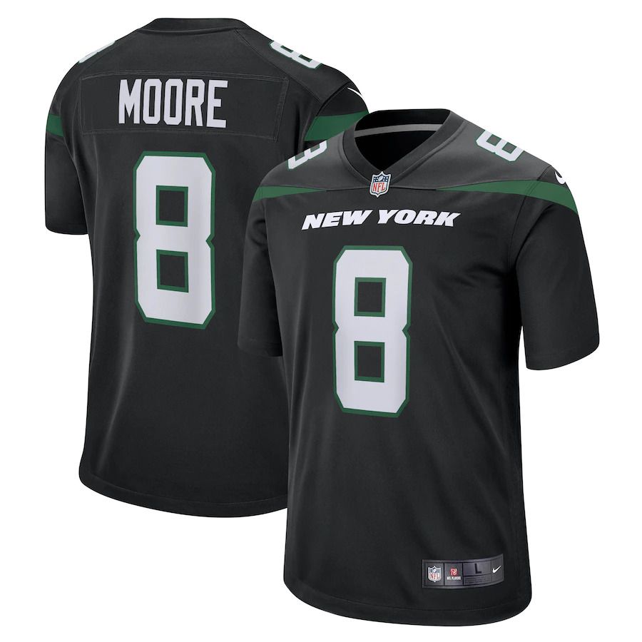 Men New York Jets 8 Elijah Moore Nike Black Game NFL Jersey
